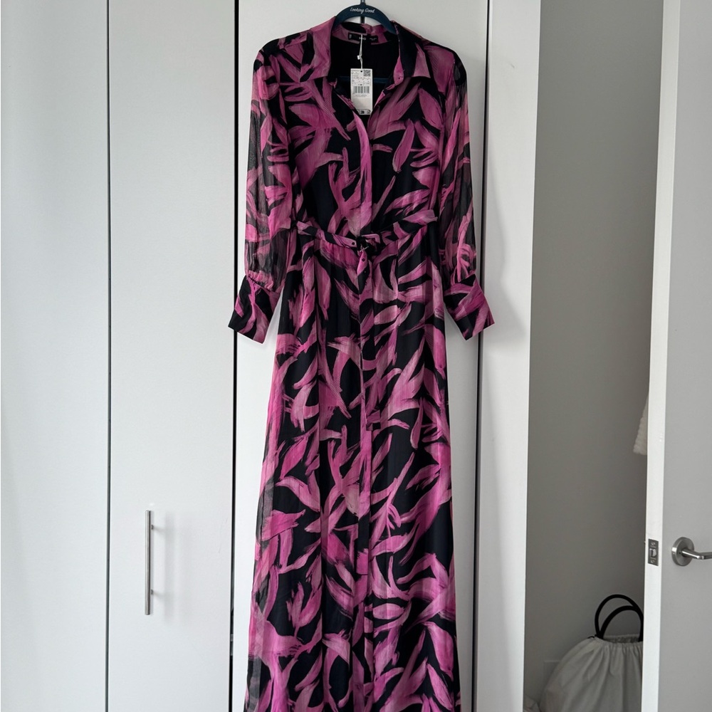 Mango Vibrant Pink and Black Maxi Dress